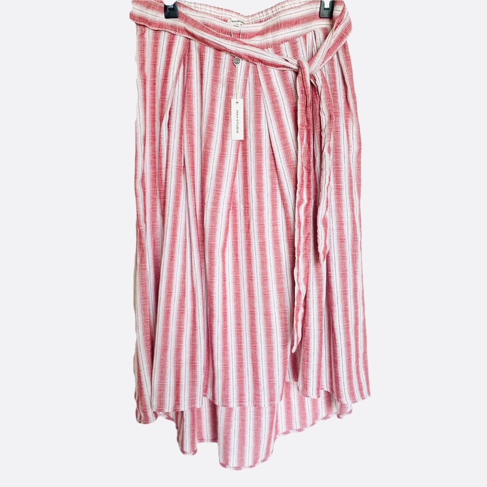 Max Studio Striped Tie Waist Midi Skirt - Picture 3 of 3